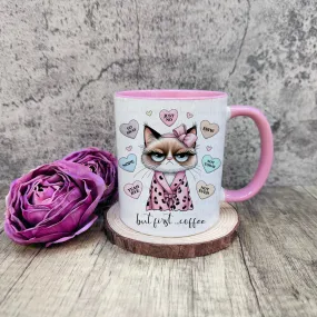 Grumpy Cat mug -  Pink Handle