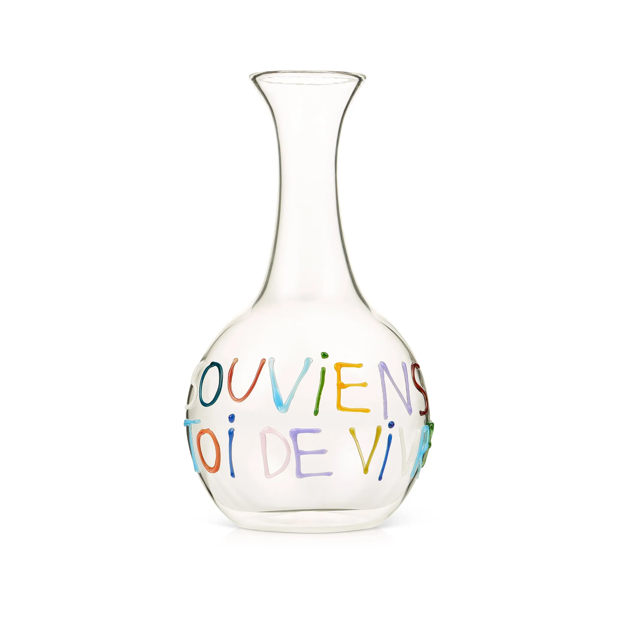 Handblown Glass Souviens Toi De Vivre Carafe