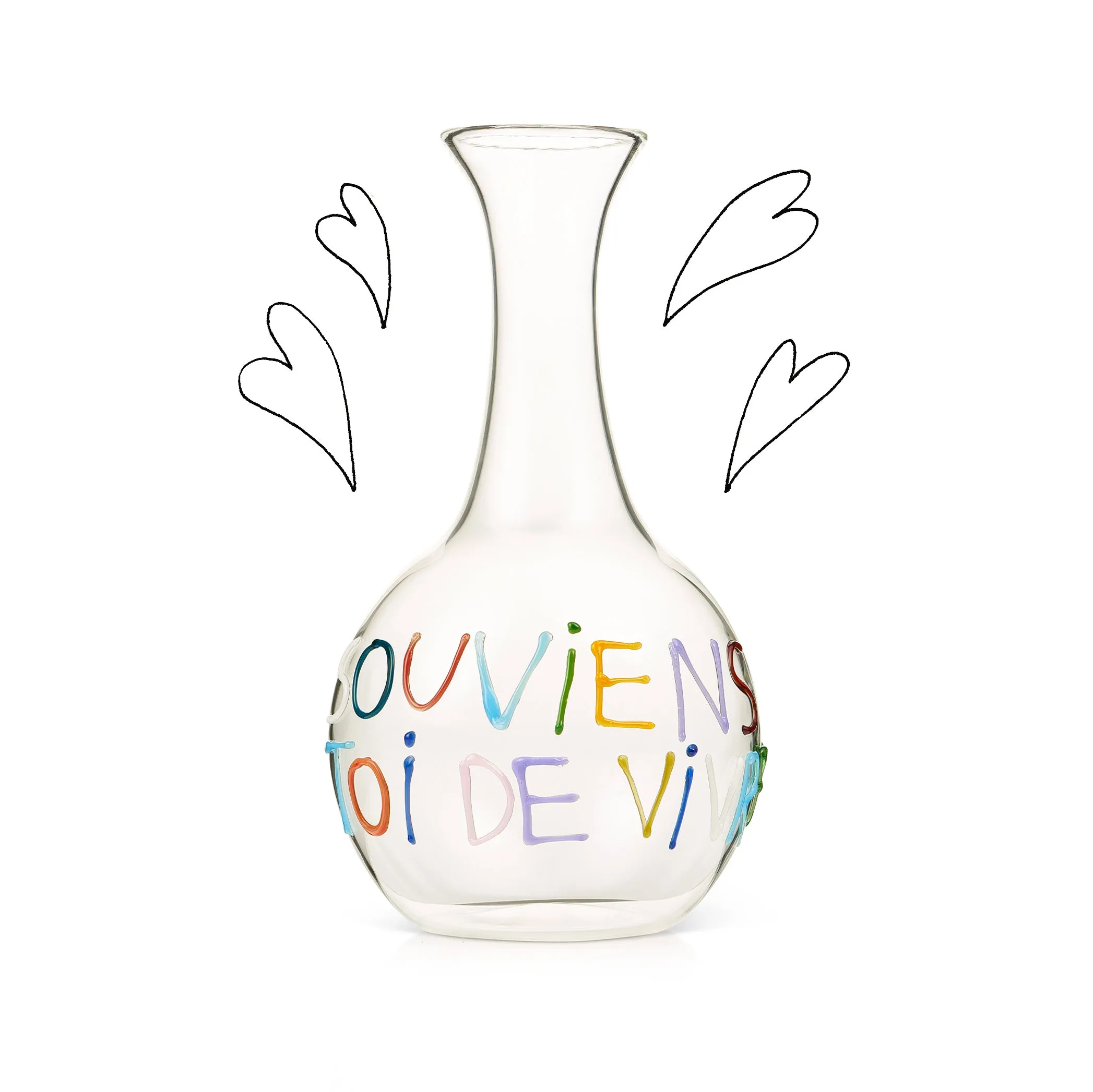 Handblown Glass Souviens Toi De Vivre Carafe