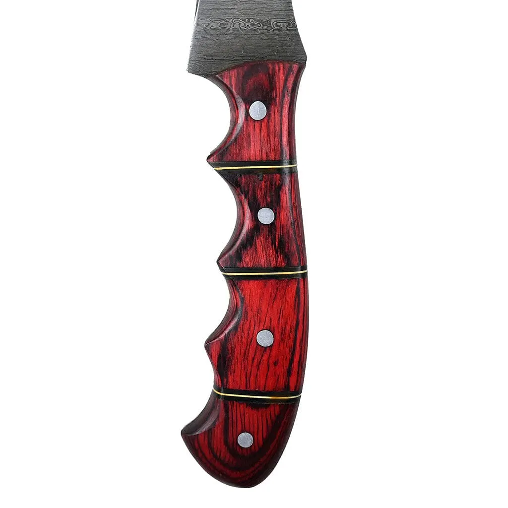 Handmade Damascus Fillet Knife Twisted Pattern Pakka Wood Red KFL1402RED