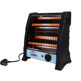 HAVAI Metal Quartz Room Heater - 800 Watts (2 Rods, Black, Red)