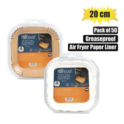 Hillhouse Air Fryer Greaseproof Liners 20cm Square 50pcs