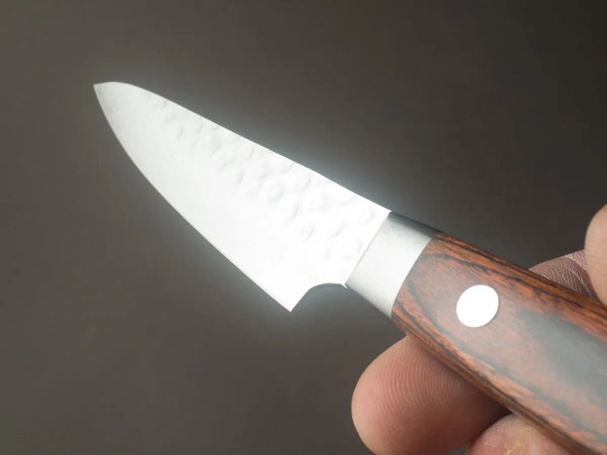 Hitohira - HG - Tsuchime Damascus - 85mm Paring - Western Brown Handle