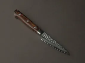 Hitohira - HG - Tsuchime Damascus - 85mm Paring - Western Brown Handle