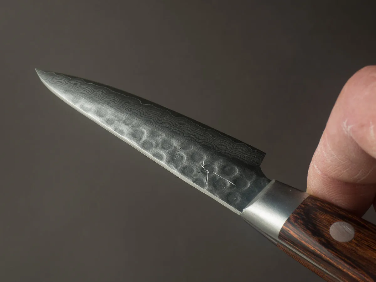 Hitohira - HG - Tsuchime Damascus - 85mm Paring - Western Brown Handle