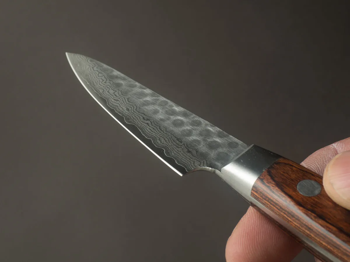 Hitohira - HG - Tsuchime Damascus - 85mm Paring - Western Brown Handle