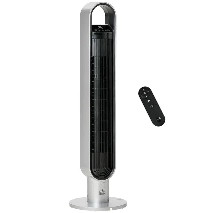 HOMCOM Anion Tower Fan 39" 100cm with 3 Speeds and Timer - Silver