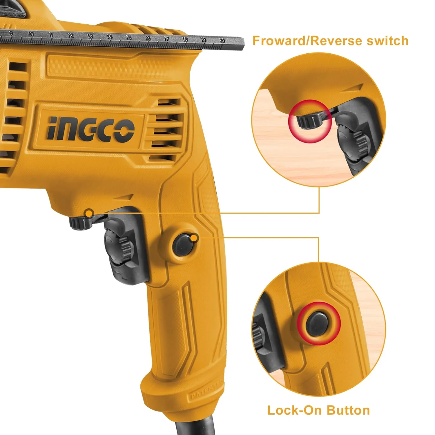 INGCO Impact Drill, 680W | 0-3000rpm | 13mm Power Hammer Drills, Variable Speed Corded Drill Machine, Froward/Reverse Switch Electric Drill with Depth Gauge Home Improvement Construction Concrete