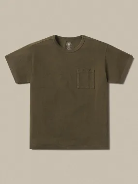 J.PRESS x BUCK MASON TOUGH KNIT POCKET T - DARK OLIVE