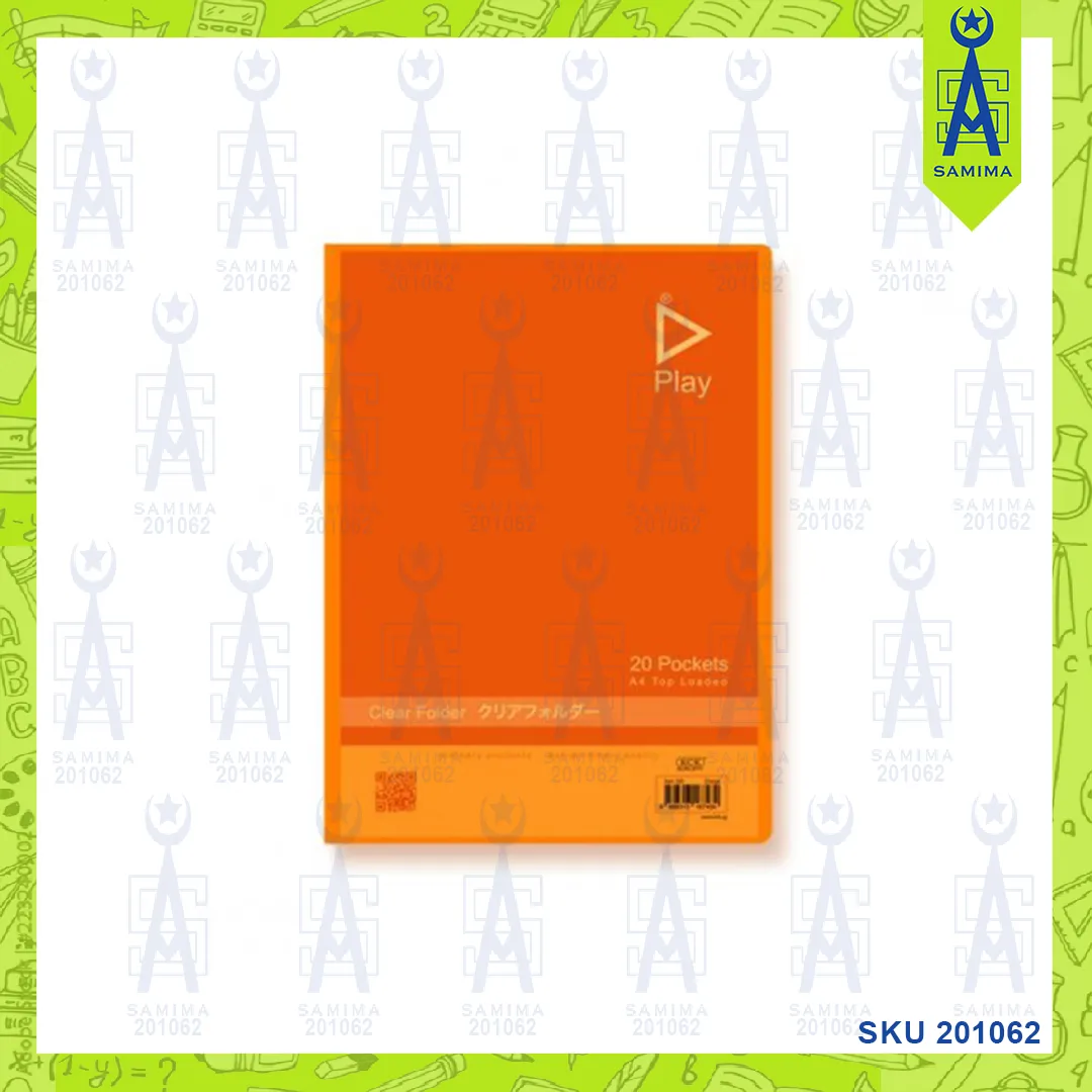 KCK CLEAR FOLDER A4 20 POCKETS ORANGE