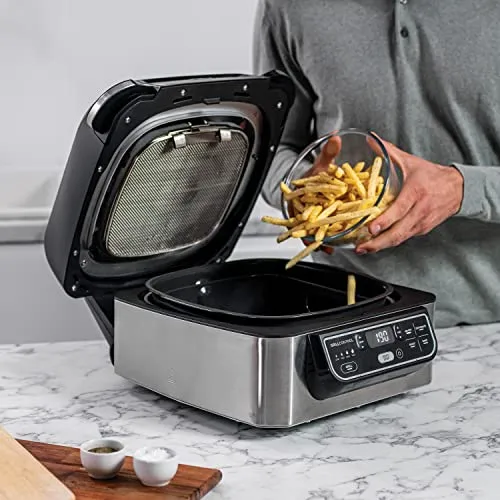 kitchelat Foodi Health Grill and Air Fryer [AG301UK] 5.7 Litres, Brushed Steel and Black