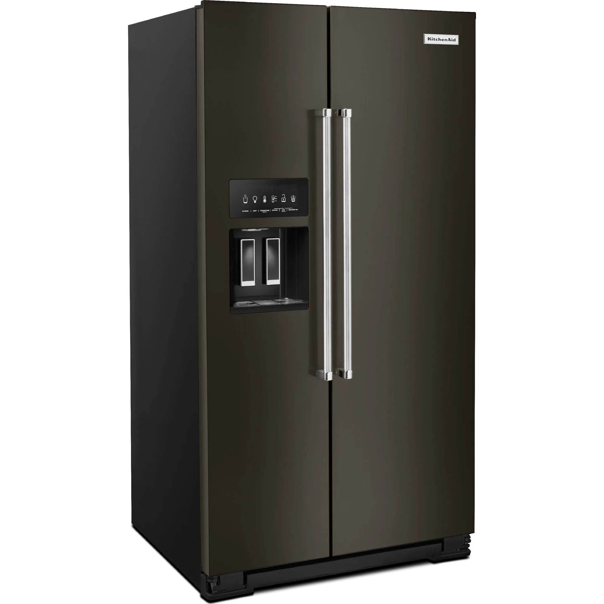 KitchenAid  24.8 cu.. ft. Side-by-Side Refrigerator with Exterior Ice and Water and PrintShield Finish (KRSF705HBS)