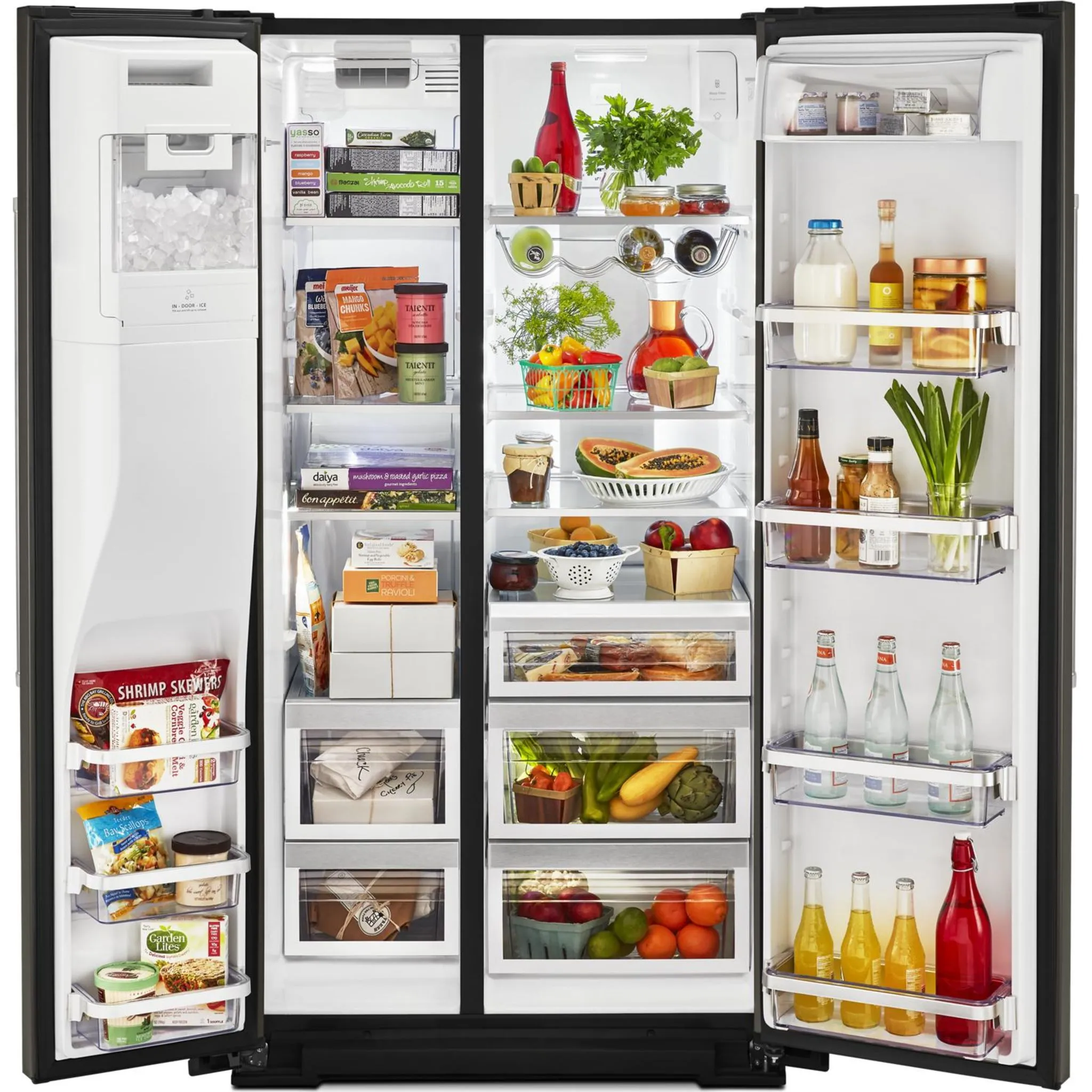 KitchenAid  24.8 cu.. ft. Side-by-Side Refrigerator with Exterior Ice and Water and PrintShield Finish (KRSF705HBS)