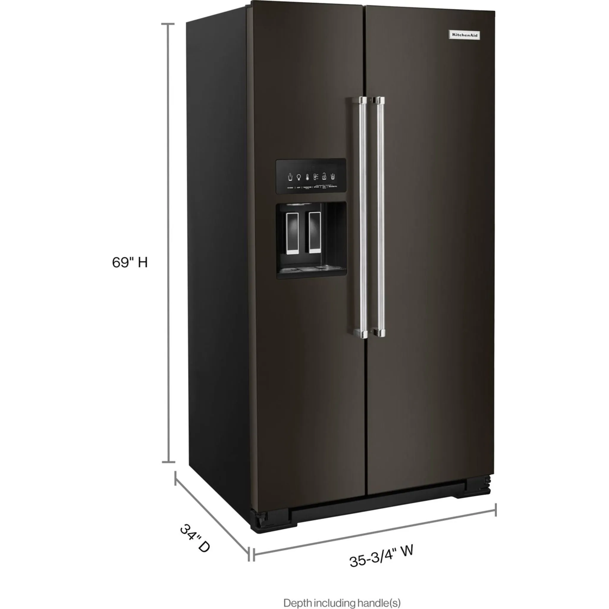 KitchenAid  24.8 cu.. ft. Side-by-Side Refrigerator with Exterior Ice and Water and PrintShield Finish (KRSF705HBS)