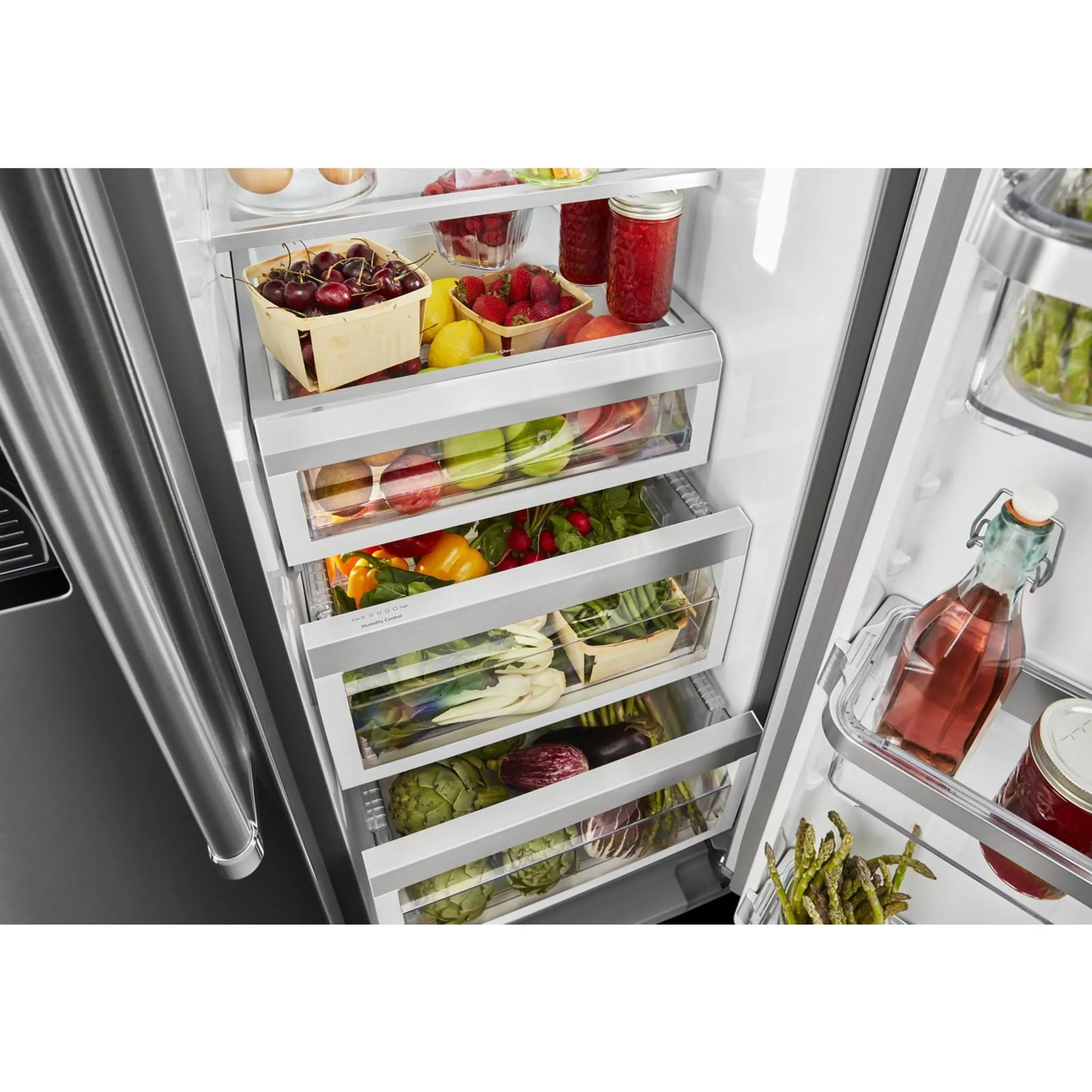 KitchenAid  24.8 cu.. ft. Side-by-Side Refrigerator with Exterior Ice and Water and PrintShield Finish (KRSF705HBS)