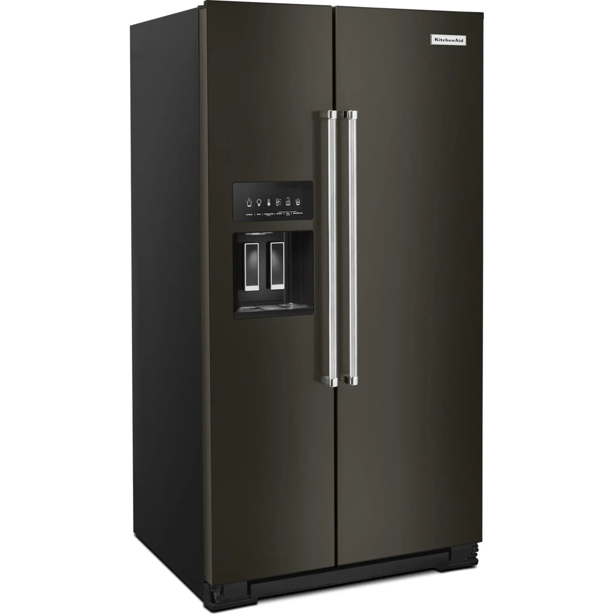 KitchenAid  24.8 cu.. ft. Side-by-Side Refrigerator with Exterior Ice and Water and PrintShield Finish (KRSF705HBS)