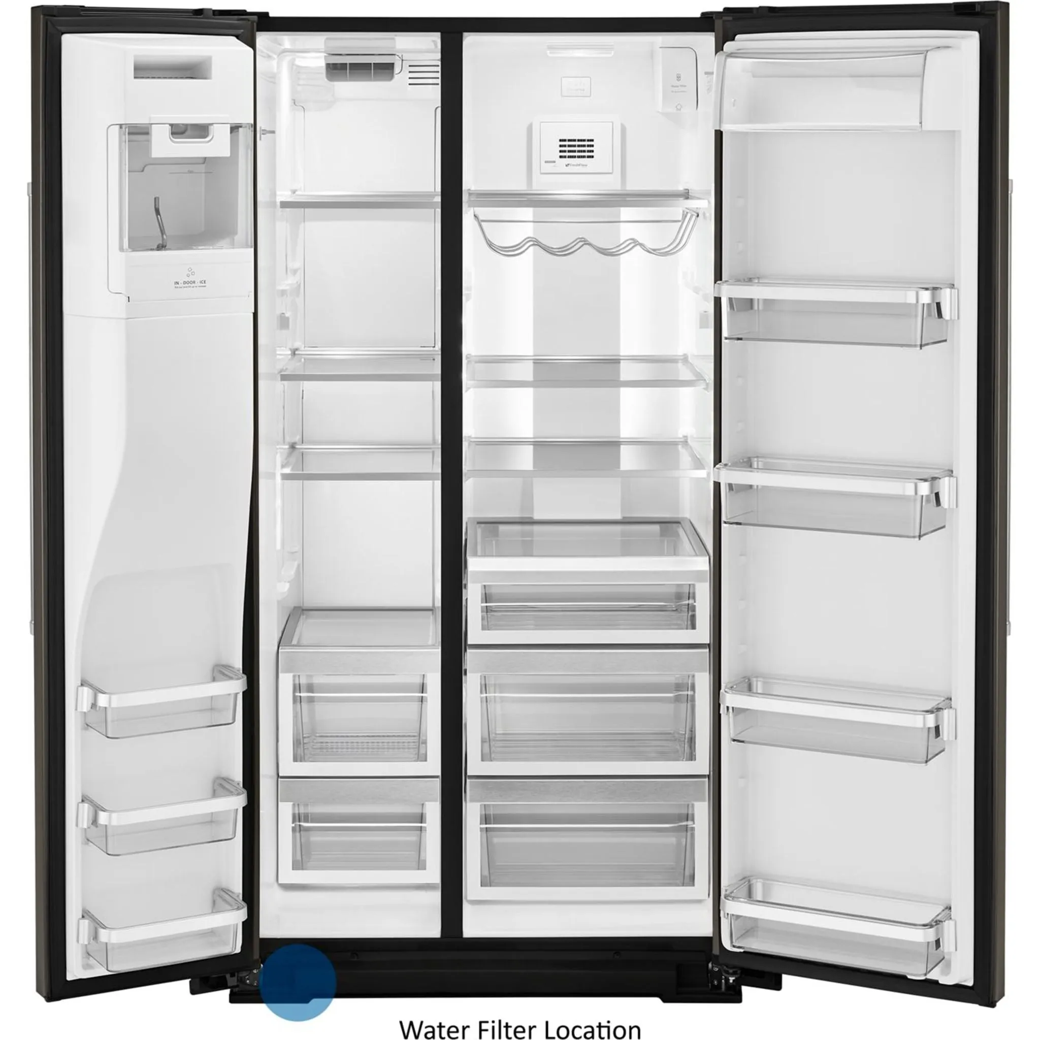 KitchenAid  24.8 cu.. ft. Side-by-Side Refrigerator with Exterior Ice and Water and PrintShield Finish (KRSF705HBS)