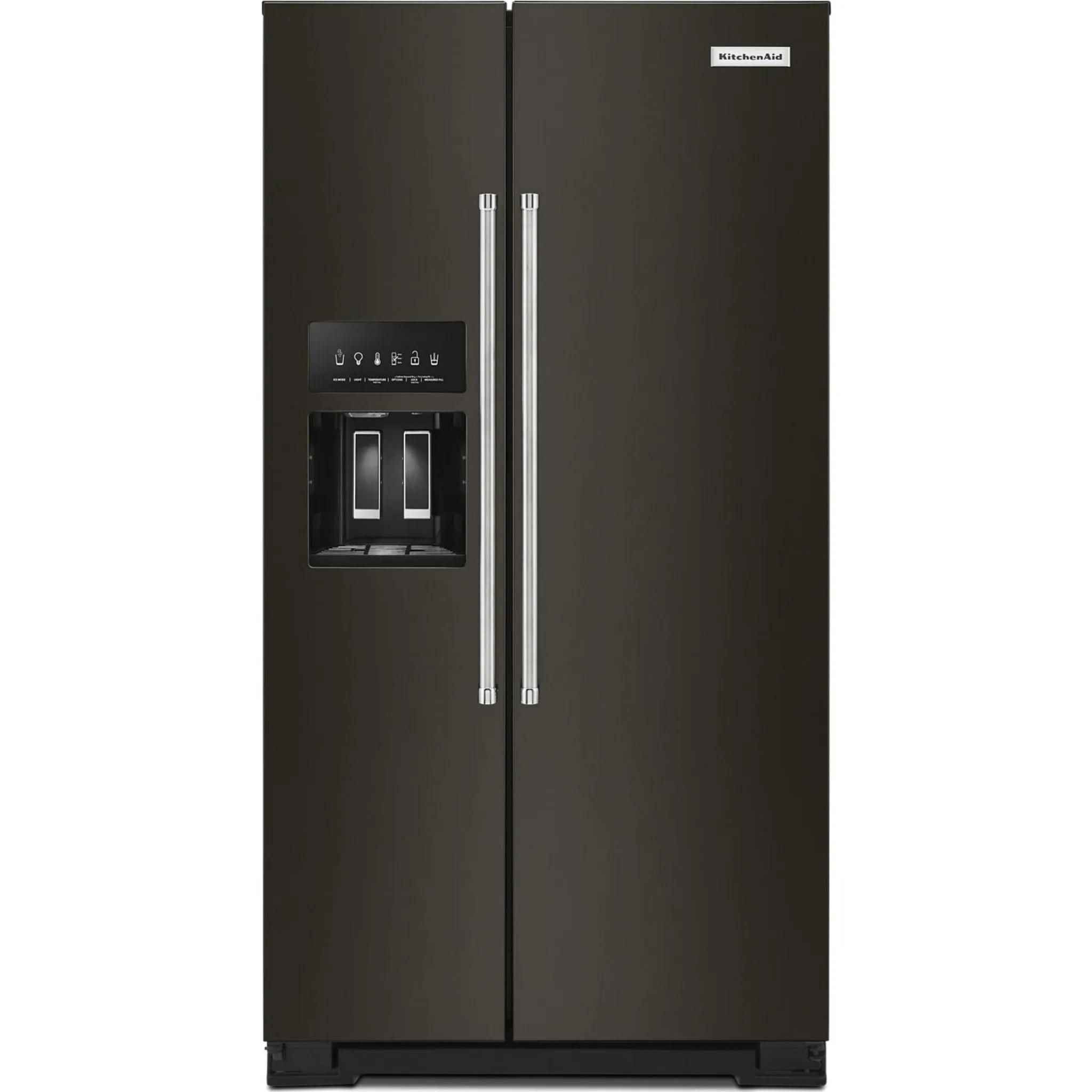 KitchenAid  24.8 cu.. ft. Side-by-Side Refrigerator with Exterior Ice and Water and PrintShield Finish (KRSF705HBS)