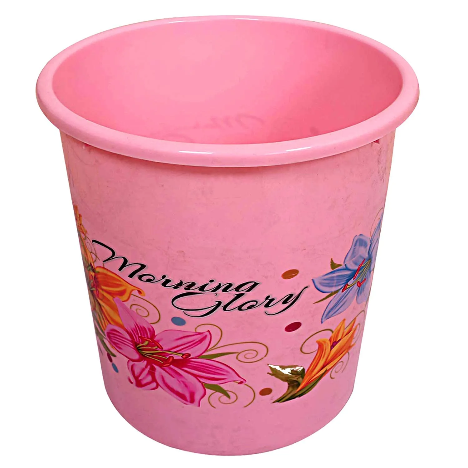 Kuber Industries Printed 3 Pieces Plastic Mug, Dustbin & Tub Set (Pink)