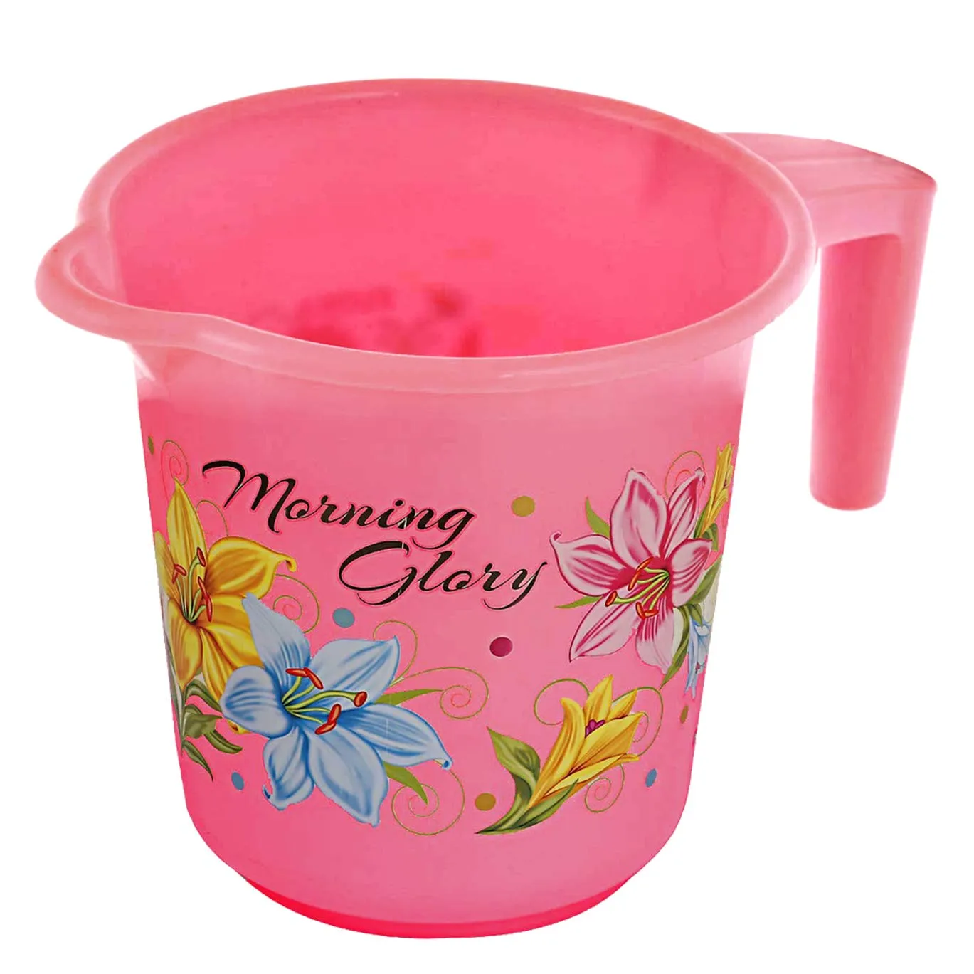 Kuber Industries Printed 3 Pieces Plastic Mug, Dustbin & Tub Set (Pink)