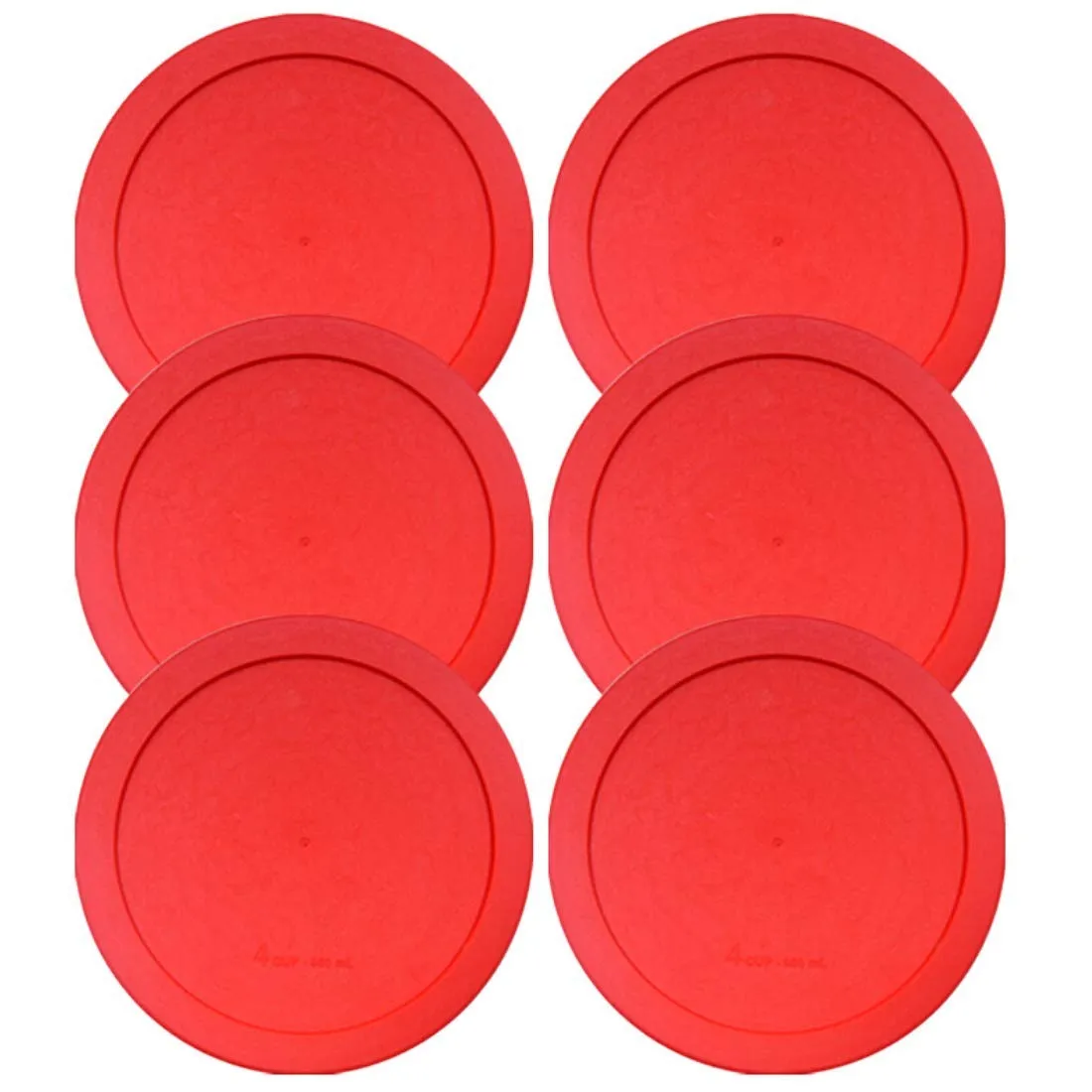 Lids for Pyrex and Anchor Round Glass Containers (4-Cups, Red-6 PACK