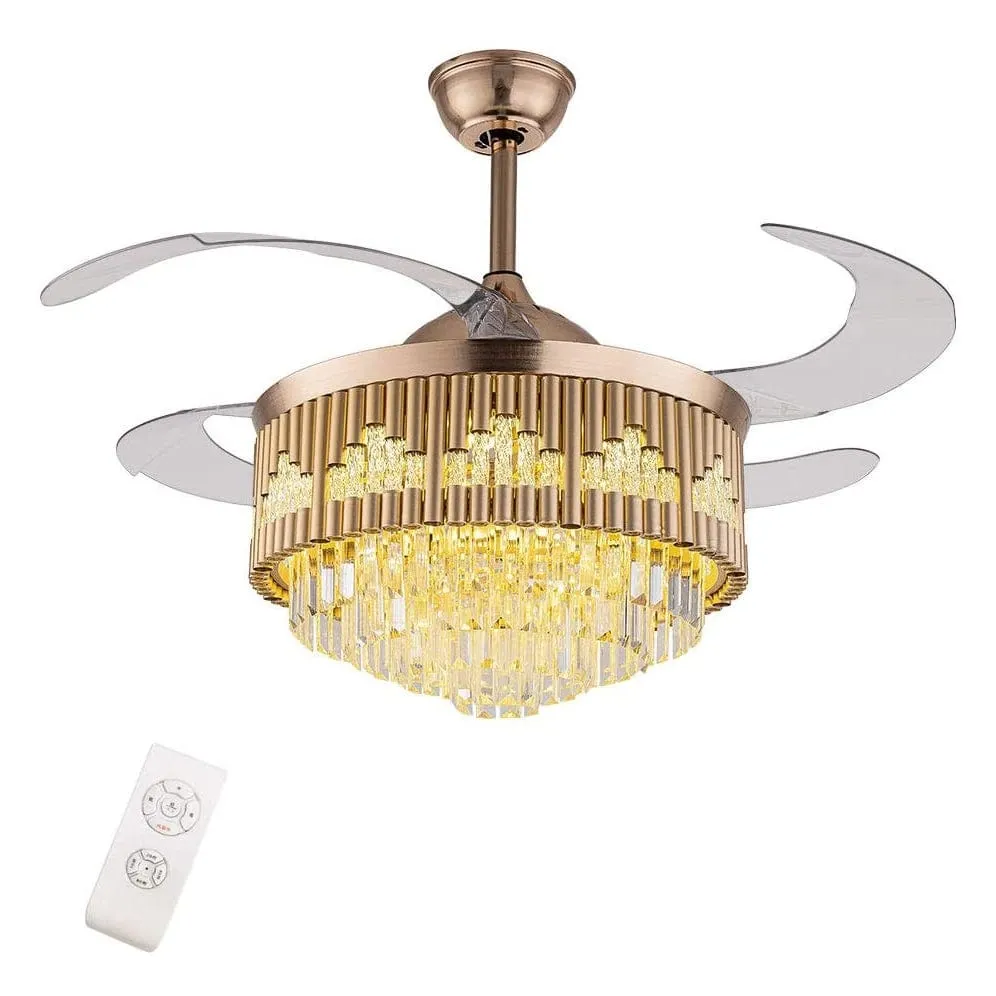 Luxuriosa Crystal Chandelier Ceiling Fan with Remote Control