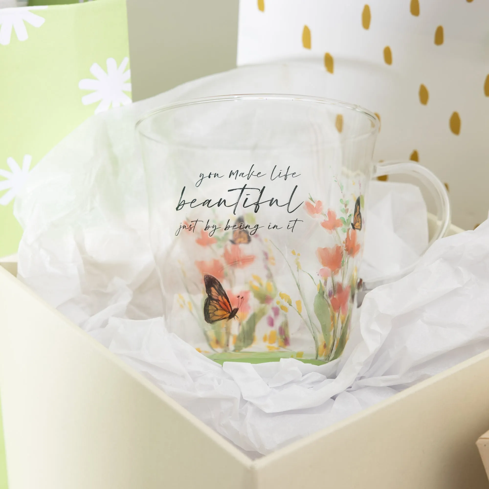 Make Life Beautiful 13.5 oz Glass Cup