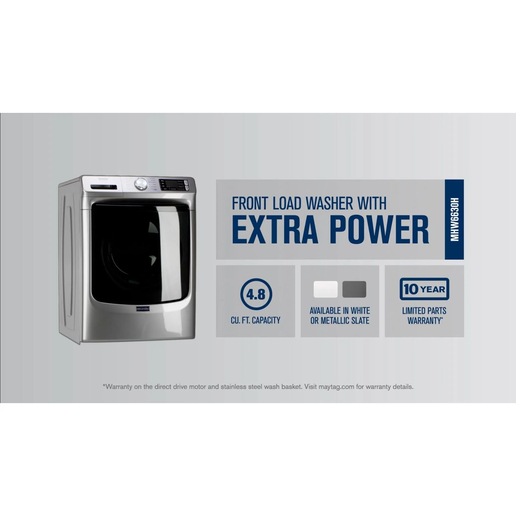 Maytag Front Load Washer with Extra Power and 16-Hr Fresh Hold® option - 5.5 cu. ft. (MHW6630HC)