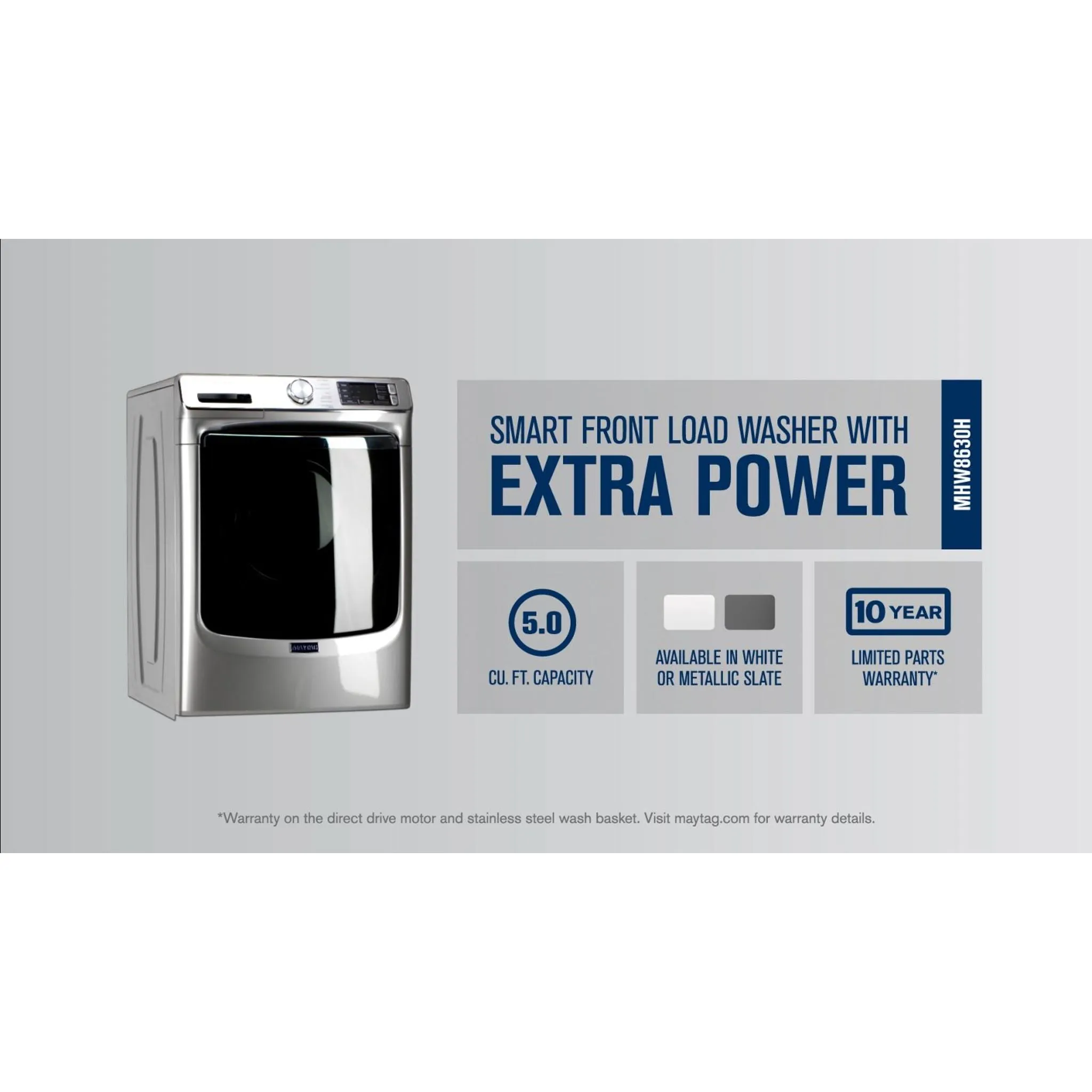 Maytag Smart Front Load Washer with Extra Power and 24-Hr Fresh Hold® option - 5.8 cu. ft. (MHW8630HW)