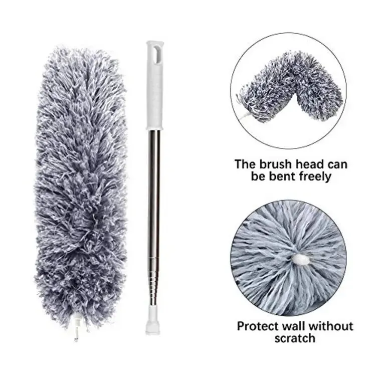 Microfiber Feather Duster Extendable Cobweb Duster with 100 inches Extra Long Pole, Bendable Head & Scratch-Resistant Hat for Cleaning Ceiling Fan, High Ceiling, Blinds, Furniture & Cars