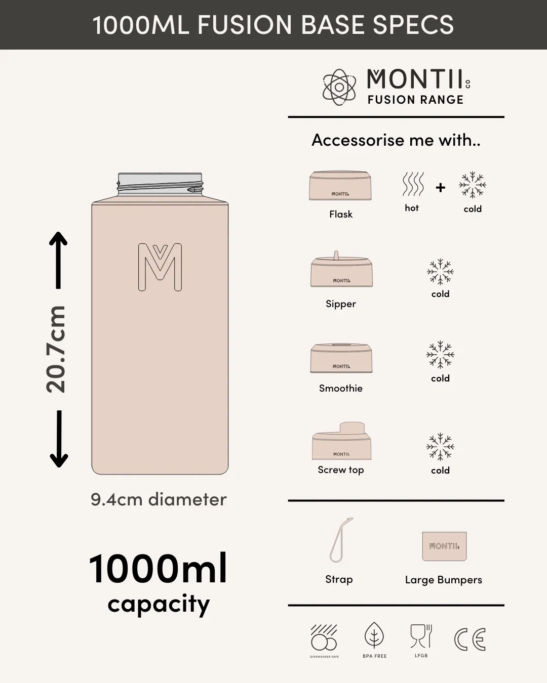 MontiiCo Universal Insulated Base 1L - Coastal