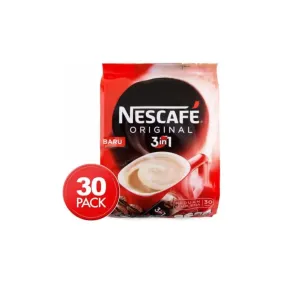 NESCAFE 3 In 1 Original 30 Sachets – Instant Coffee Mix for Quick Mornings