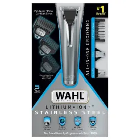 New - Wahl Stainless Steel Lithium Ion Men's Multi Purpose Beard, Facial Trimmer and Total Body Groomer - 9818-5001