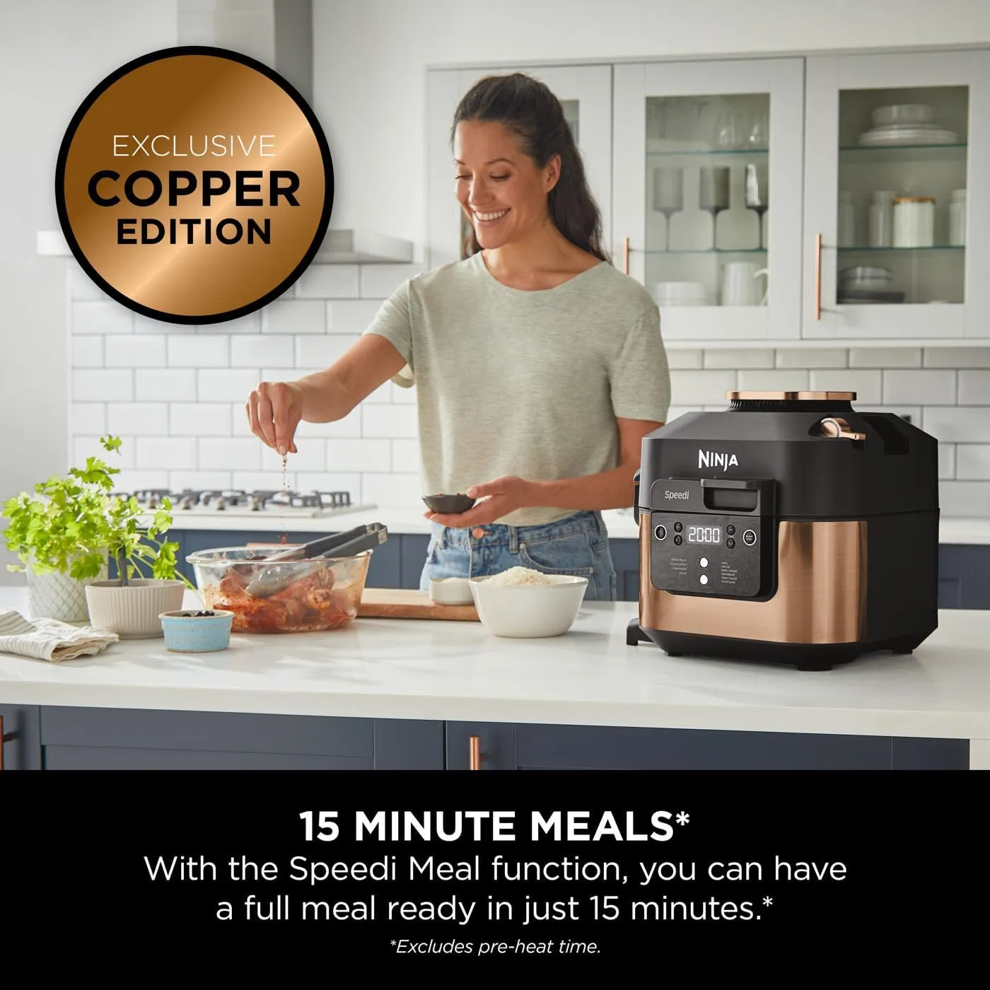 Ninja Speedi 10-in-1 Rapid Cooker & Air Fryer, 5.7L, Cooks 4 Portions in 15 Minutes, Copper Black (ON400UKCP)