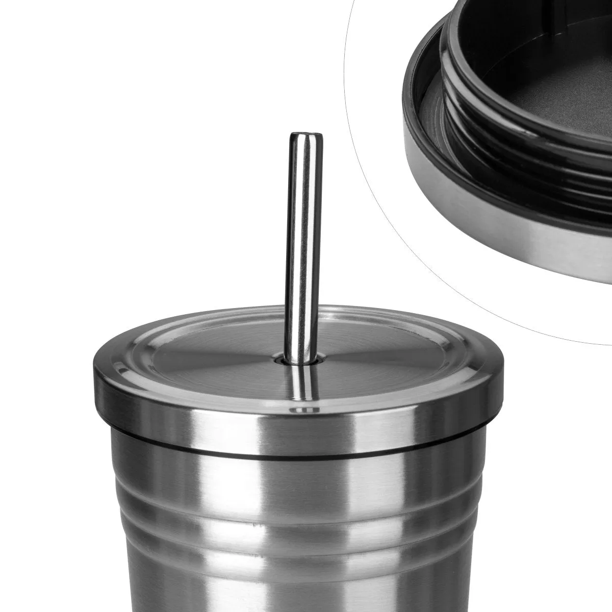 Nisus Stainless Steel Tumbler with Straw and Lid, 16 oz