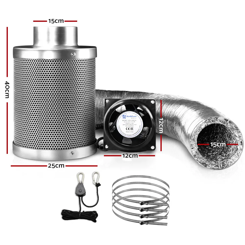 Noiseless 6" Ventilation Kit Carbon Filter Duct - Greenfingers