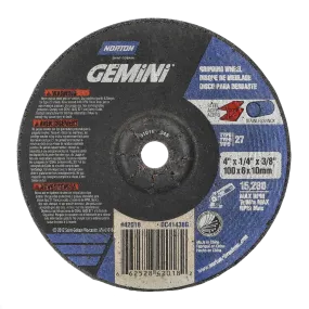 Norton 4 x 1/4 x 3/8 In. Gemini Grinding Wheel 24 Q BDA T27 25 Count