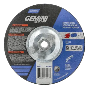 Norton 7 x 1/4 x 5/8 - 11 In. Gemini FC Grinding Wheel 24 N T27 10 Count