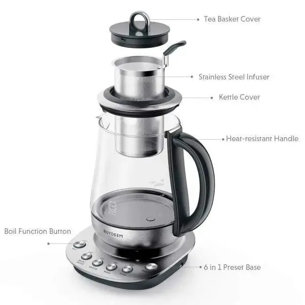 (OPON BOX) Electric Tea Maker with Infuser 1.2L