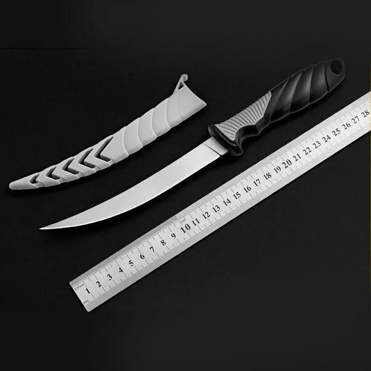 Outdoor Multifunction Fillet Knife Sharp Stainless Steel Blade Knife With Sheath