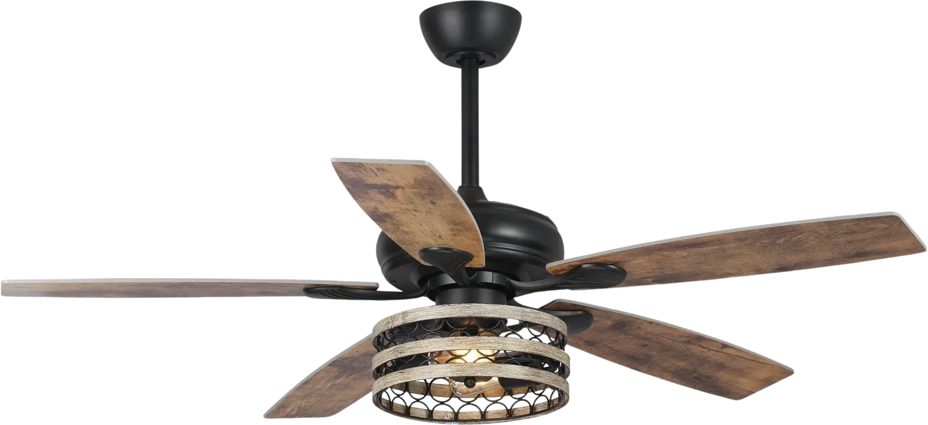 Parrot Uncle 52" Hyderabad Farmhouse Ceiling Fan Downrod Mount with Lighting and Remote Control New