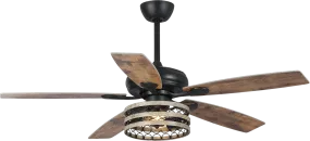 Parrot Uncle 52" Hyderabad Farmhouse Ceiling Fan Downrod Mount with Lighting and Remote Control New