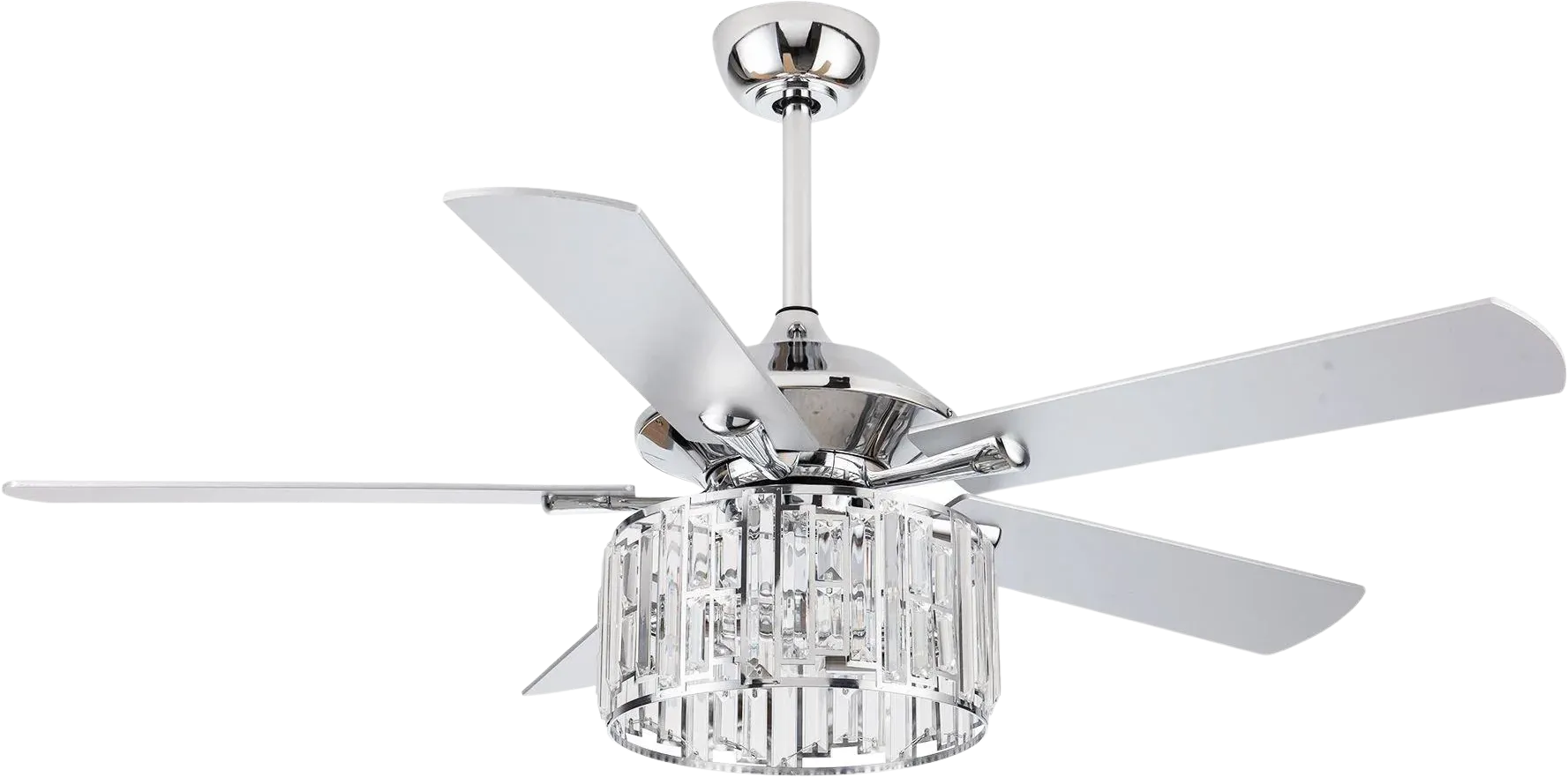 Parrot Uncle 52" Shellie Chrome Chandelier Ceiling Fan with Lighting and Remote Control New