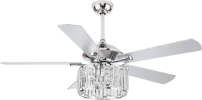 Parrot Uncle 52" Shellie Chrome Chandelier Ceiling Fan with Lighting and Remote Control New