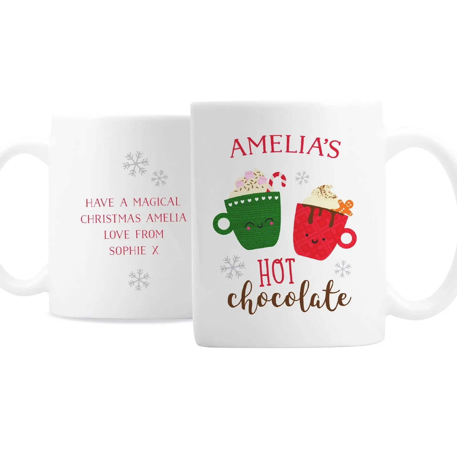 Personalised Cute Christmas Hot Chocolate Mug