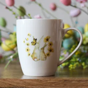 Porcelain Mug With Two Bunnies Design