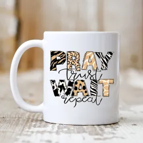 Pray Wait Trust Repeat Mug - Christian Mug - Bible Verse Mugs - Scripture Mugs