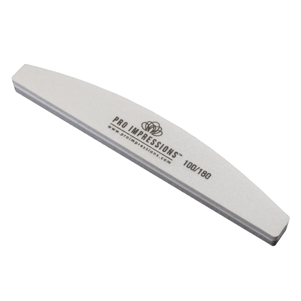 Premium Half Moon Sponge Buffer Nail File - 100/180 Grit