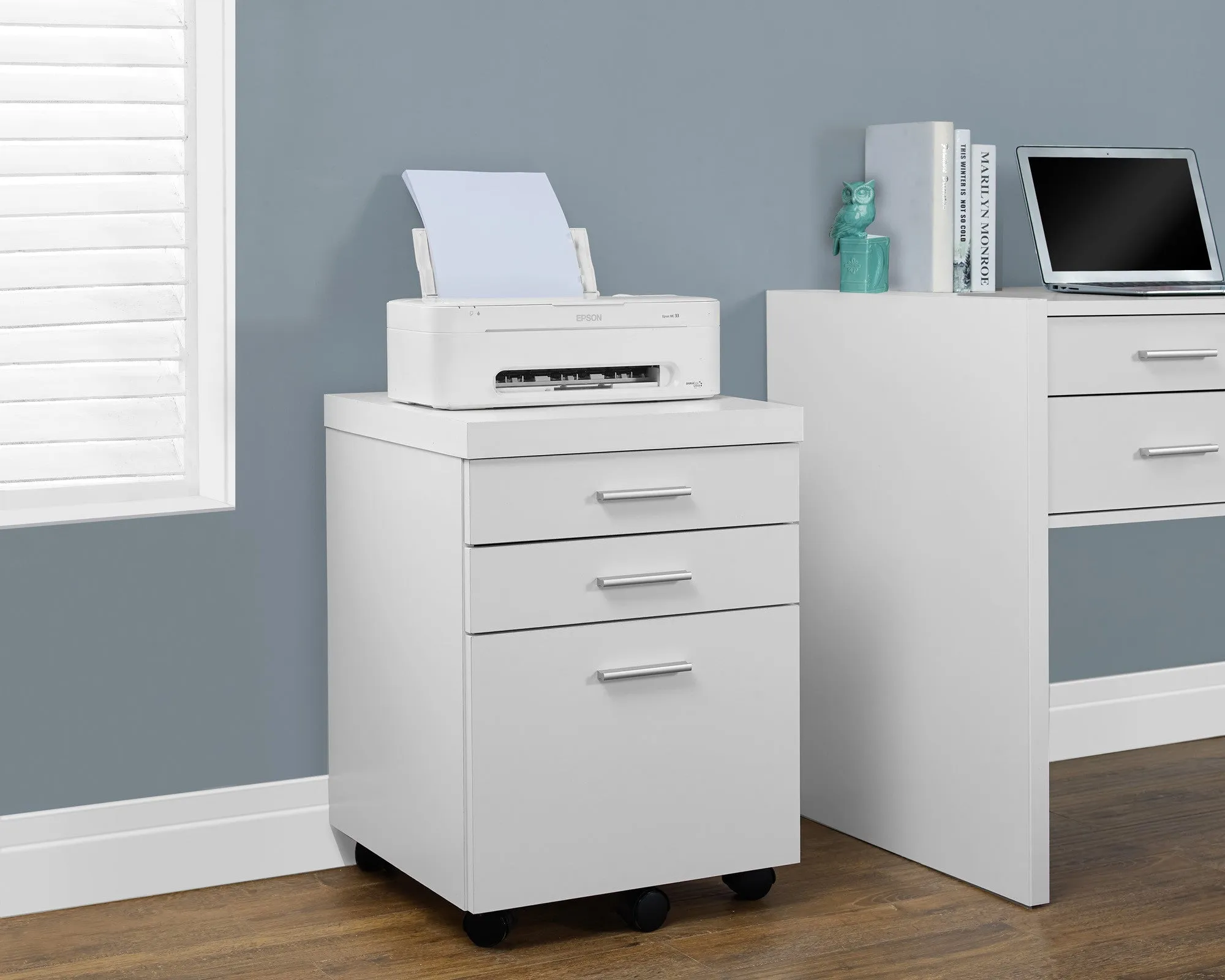 Premium Mobile File Cabinet in White Finish