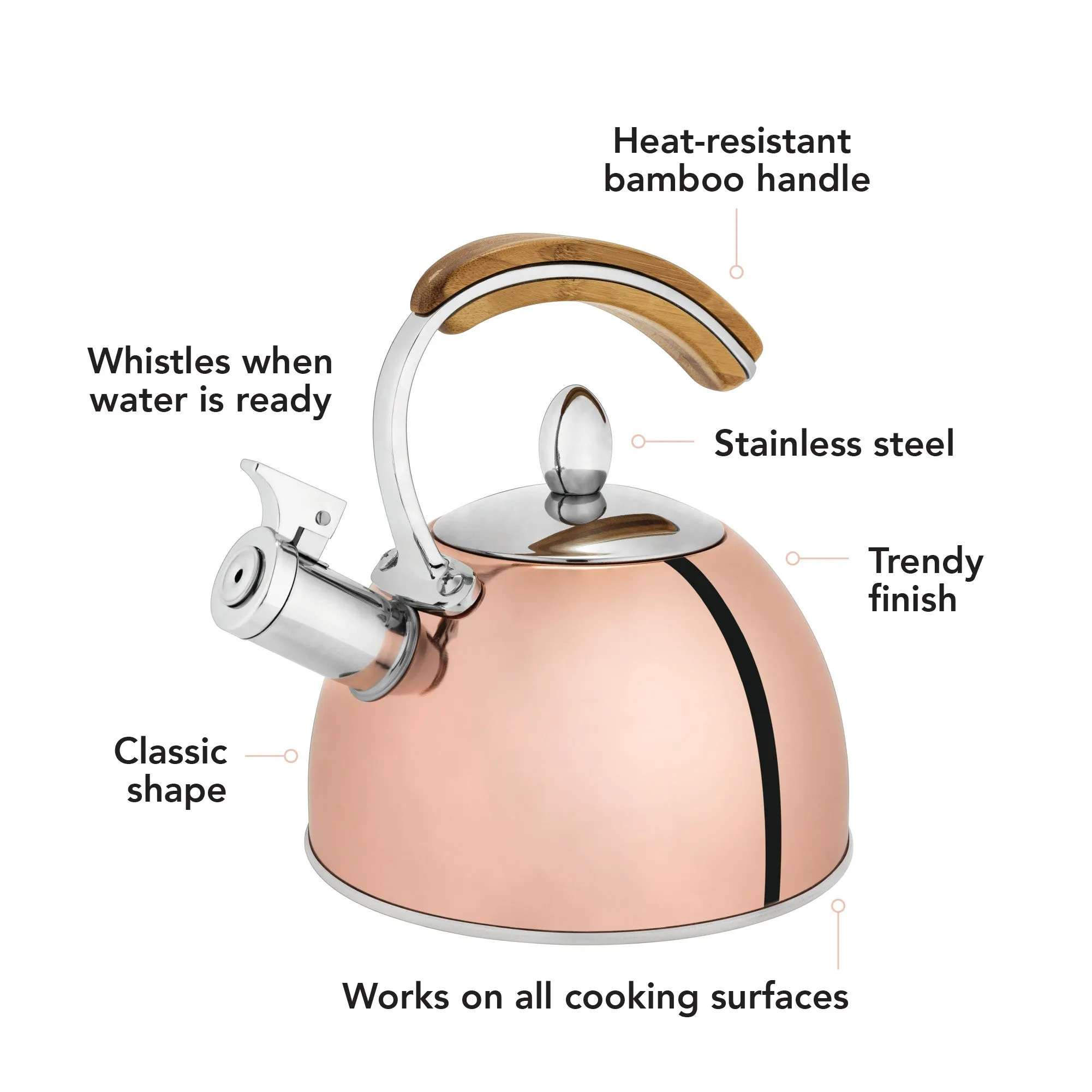 Presley Tea Kettle in Rose Gold